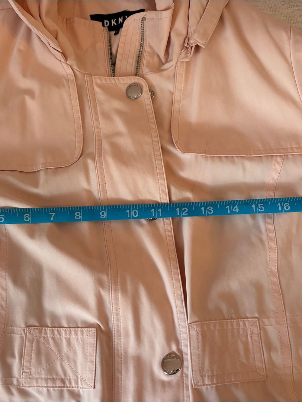 DKNY Women's Hooded Light Pink Rain Jacket - Picture 7 of 9